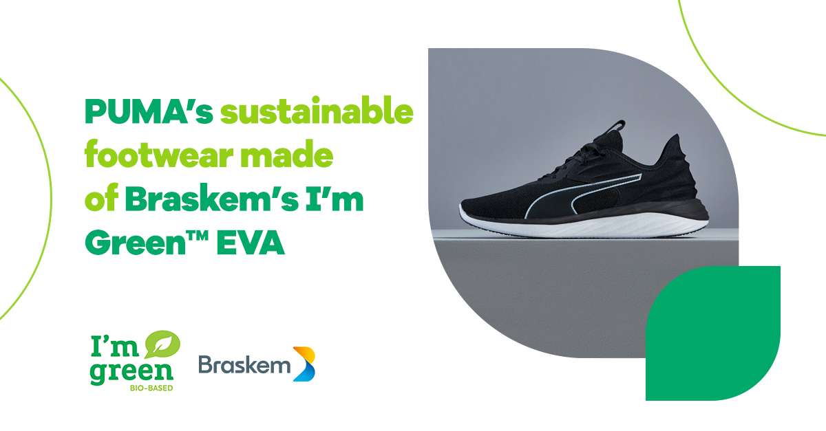 Our I'm green<sup>TM</sup> EVA is a key component of PUMA's more sustainable footwear models
