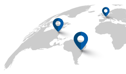 Planeta com pins de localização representando as unidades da Braskem